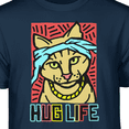 thumbnail image 3 of Teelocity Men's Funny Funky Hug Life Rapper Cat Navy Relaxed Fit Short Sleeve Graphic T-Shirt, 3 of 3