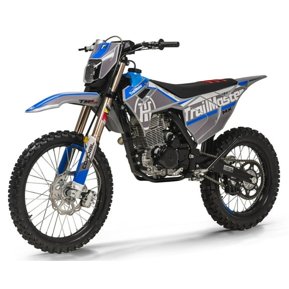 Trailmaster JHL Pro Series TM MX250 Pro Dirt Bike Electric Start, Extended Frame, 14 inch Front tire, 29.5 seat Height Manual Trans (Blue)