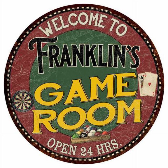 Franklin's Game Room 14" Round Metal Sign Bar Kitchen Wall Decor 100140032467