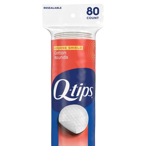 Q-tips Hygiene Shield Cotton Rounds, 80 Count
