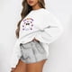 thumbnail image 2 of Gibobby Sudadera de mujer Sudaderas de cuello redondo para mujer estilo casual manga larga ligeras cómodas holgadas de moda sin botones(Blanco,CH), 2 of 4