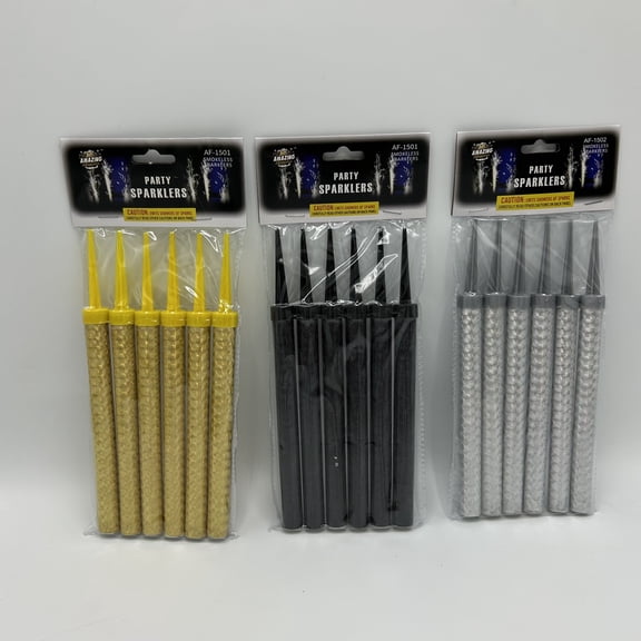 6 Pcs Pack Birthday Cake Sparklers 1 minute burn-Black Wrapping for Weddings, Party, Candle