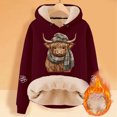 thumbnail image 2 of IWRICH Valentine's Day Hoodies for Women Cow with Scarf Printed Hooded Sweatshirts Fleece Sherpa Lined Pullover Tops RD2 S, 2 of 3