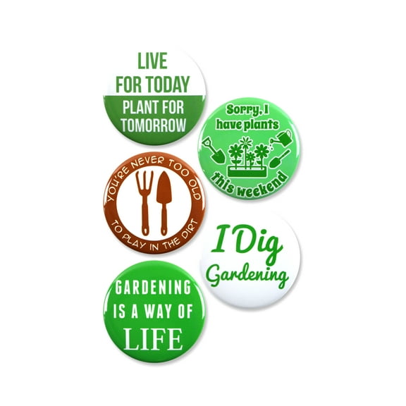 5 Pack - Gardening Puns Pinback Button Badges - 2.25 Inch