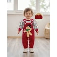 thumbnail image 5 of Spewahor Infant Baby Boys Girls Christmas Clothes Set 0 3 6 9 12 18 Months Stripe Print Long Sleeve Romper Gingerbread Man Embroidery Overall Pants and Hat 3Pcs Outfit, 5 of 9