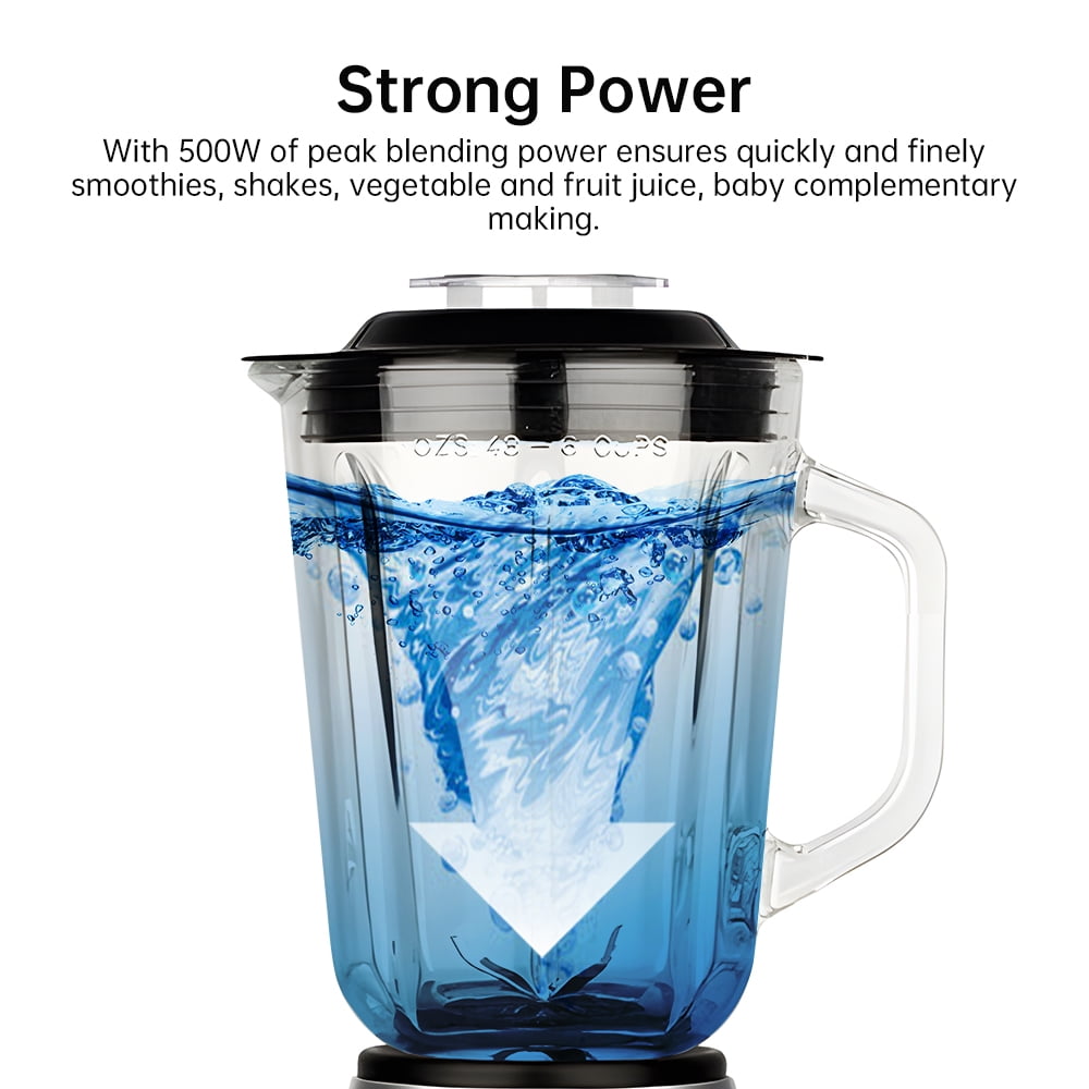 Professional Blender 500W Juicer Machines Smoothie Blender with 51 Oz Capacity Glass Jar for Kitchens and Home