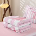 thumbnail image 5 of Manfei Monogrammed E Design Zipper Twin Comforter Sets with Fitted Sheet and 2 Pillowcases,Pink Geometric Stripes Art Zipper Bedding Set,Pink Reversible,4 Pieces, 5 of 7