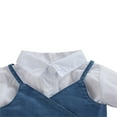 thumbnail image 4 of Mode d'Été Enfants Filles 2pcs Volant Manches Puff Tour vers le Bas Col une Ligne Robe + Denim Gilet Set Blanc 1-2 Ans, 4 of 8
