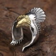 thumbnail image 3 of rygai Unique Flying Eagle Biker Ring Cool Punk Men Animal Vintage Open Ring Jewelry-Silver + Golden, 3 of 7