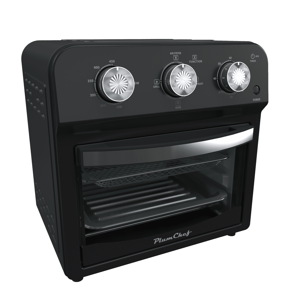 Black 12.5 Quart 7-in-1 Air Fryer Convection Toaster Oven - 1500W 4 Cooking Modes Stainless Steel