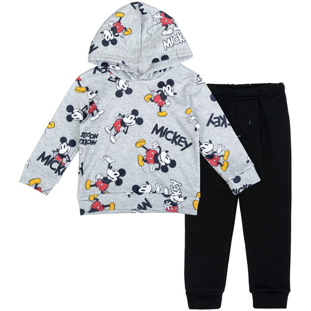 Disney Mickey Mouse Little Boys Fleece Hoodie and Pants Outfit Set Black / Gray 7-8 - Walmart.com