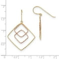 thumbnail image 2 of Real 14kt Two-tone Diamond-cut Graduated Princess Square Shepherd Hook Earrings; for Adults and Teens; for Women and Men, 2 of 2