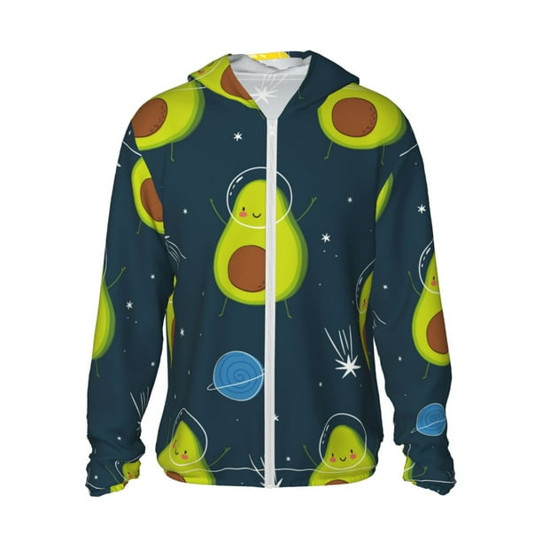 Balery Avocado in Space Sudadera ligera de manga larga con capucha y protección solar UPF 50+ para hombre y mujer, ideal para pesca y running-3X-Large
