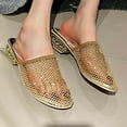 thumbnail image 2 of Hopeusnice Women's Slippers Non-Slip Mesh Materials Summer And Fall Shoes Flat Heel Soft Closed-Toe Sandals Breathable Trendy Almond Toe Comfortable Walking Shoes Gold 38, 2 of 4
