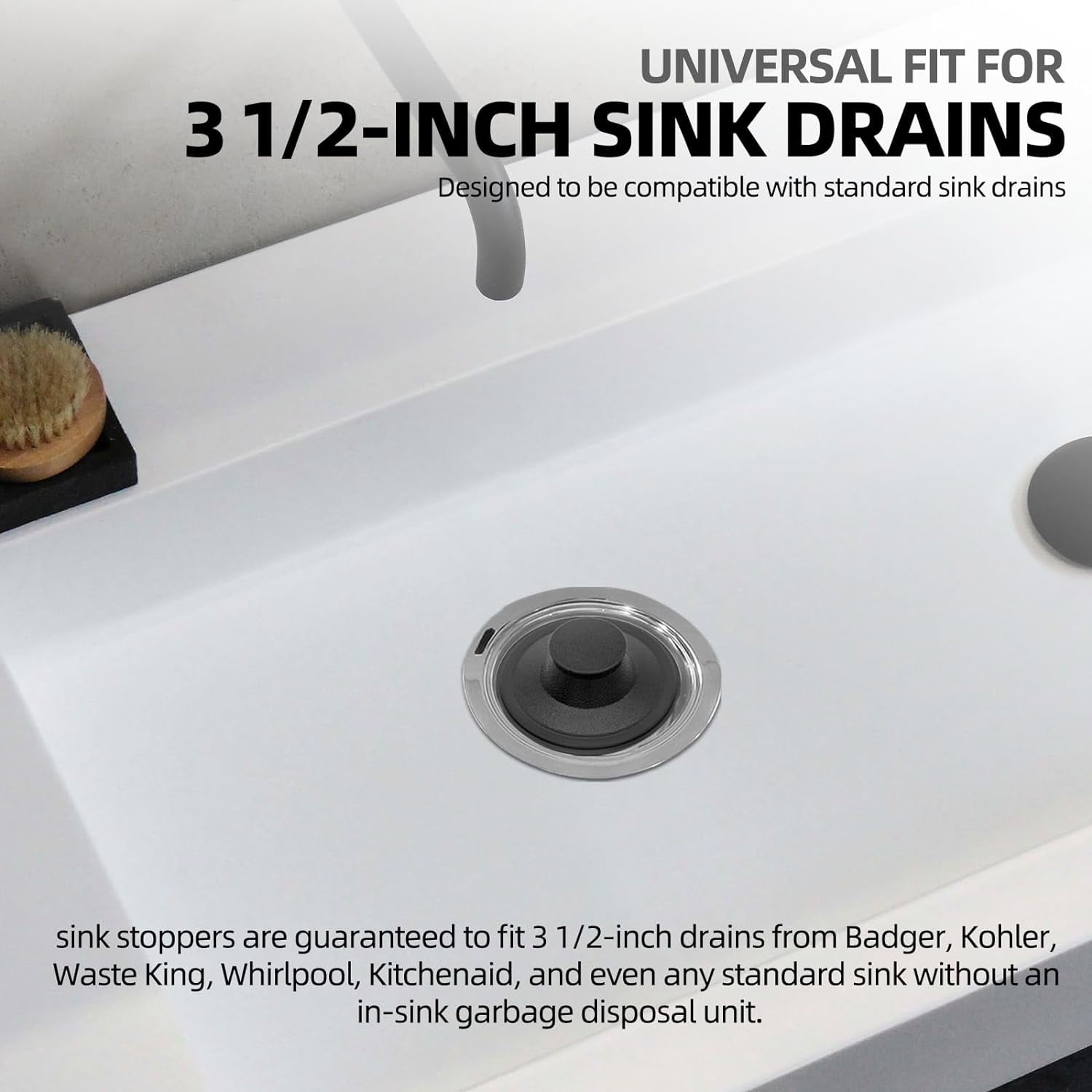 4 Piece Black Rubber Sink Stopper Garbage Disposal Splash Guard Set Compatible With InSinkErator