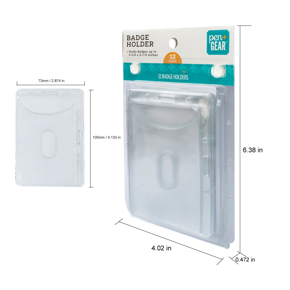 Pen+ Gear  Clear Plastic Name Tag Badge ID Card Holders, 3-3/8 x 2-1/4 in Inner Size 24 Pack 12 Count per Pack