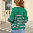 thumbnail image 4 of Fmbrln Womens Trendy Knitted Cardigan Sweaters Long Sleeve Front Tie Stripe Print Cardigans Casual Loose Comfy Cardigan Coat Green S, 4 of 5