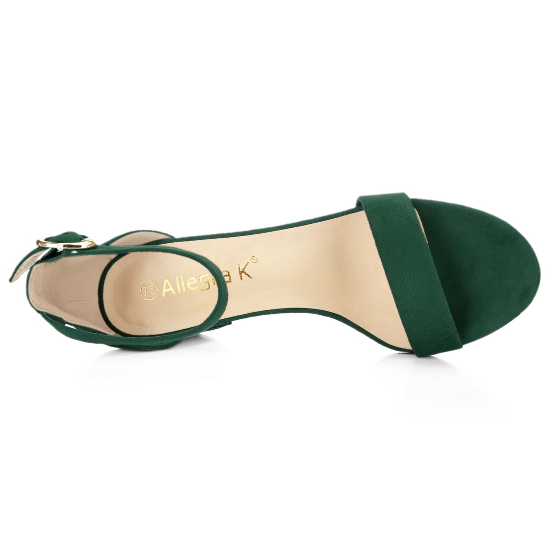 DARING DIVA Women's Open Toe Block Heel Ankle Strap Sandals Emerald Green 10.5