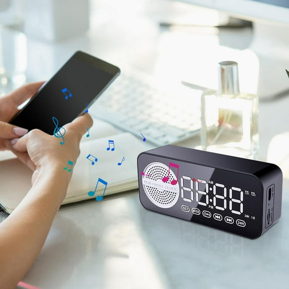 sruoe Alarm Clock, Alarm Clocks for Bedroom, Smart Alarm Clock, Clock Alarm, Deep Sleep Alarm Clocks, Bell Alarm Clock, Wireless Charging Home, Plastic