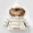 thumbnail image 2 of Dezsed Winter Jacket Girls Solid Color Hooded Snowsuit Coat With Zipper Long Sleeve Warm Children Clothes Down Windproof Jacket Outerwear 6Months-5Years On Clearance, 2 of 5