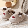 thumbnail image 3 of Zapatillas de algodón para mujer, alce navideño, pantuflas peludas de otoño e invierno, para interior del hogar, antideslizantes, cálidas zapatillas de algodón para niños, 3 of 5
