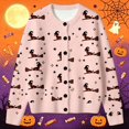 thumbnail image 2 of EliteGoogv Women's Halloween Cardigan Cute Witch Graphic Button Down Long Sleeve Knit Sweater Loose Fit Casual Fall Winter Outwear,S, 2 of 5