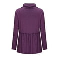 thumbnail image 6 of Womens Tops Dressy Casual Long Sleeve Pile Collar Shirts Empire Waist Pleated Ruffled Tops Basic Solid Color Tshirts womens sweatshirt, 6 of 8