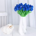 thumbnail image 3 of 10 flores artificiales de tulipán de tacto real (azul real) TUNC Sencillez, 3 of 5