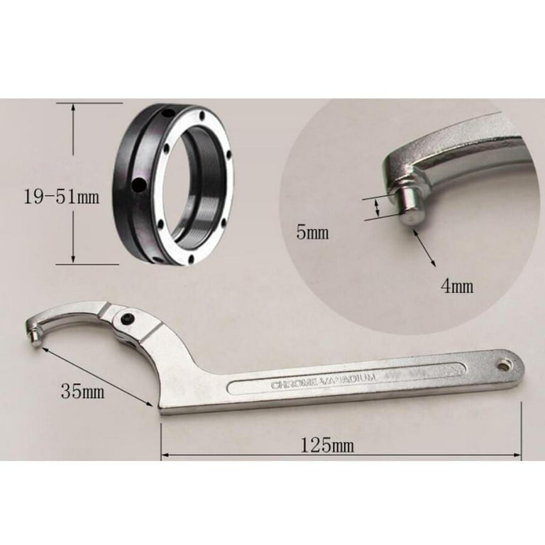 Adjustable Hook Wrench C Spanner 19-51mm for, Size: 19-51mm Round Head