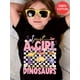 thumbnail image 1 of Camiseta informal de algodón de verano para niña, con estampado del alfabeto "Just A Girl Who Loves Dinosaurs", manga corta, corte holgado, lavable a máquina., 1 of 6