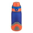 thumbnail image 3 of Cool Gear 16oz Plastic Treadz Water Bottle, Blue and Orange Design with Chugger Lid and Carrying Cord, 3 of 6