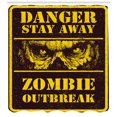 thumbnail image 3 of Ambesonne Zombie Shower Curtain, Monster Warning, 69"Wx84"L, Chestnut Brown Yellow, 3 of 3