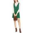 thumbnail image 5 of INSPIRE CHIC Women's Corduroy V Neck A-Line Mini Overall Pinafore Dress XS Green, 5 of 7