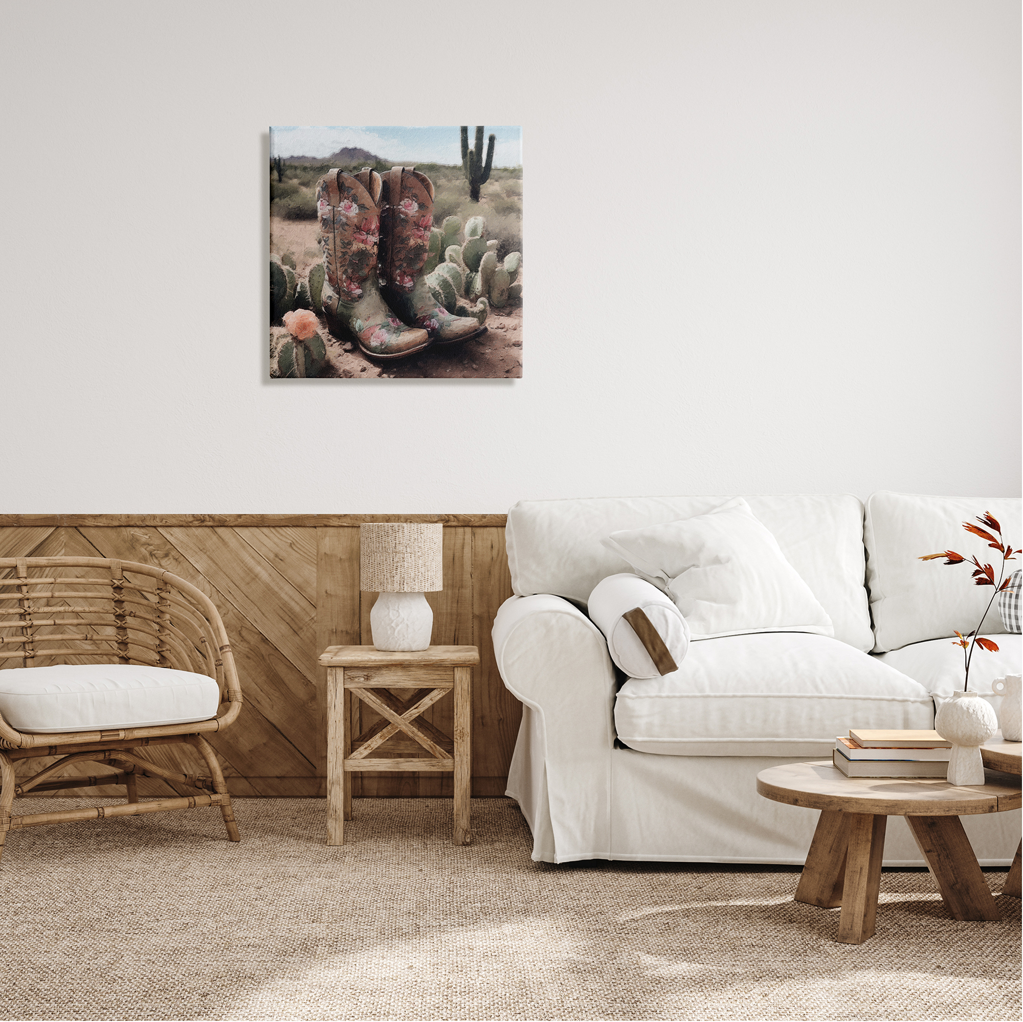 Stupell Industries Southwestern Boots Landscape Beauty & Fashion Painting Gallery Wrapped Canvas Print Wall Art, 24 x 24