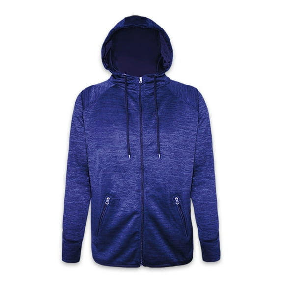 Men's Performance Full Zip Hoodie Long Sleeve Hood for Athletes, Space Royal Color, Extra Extra Large