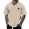 thumbnail image 2 of Elvqul Mens Short Sleeve T-Shirts Printed Khaki Pull-On Summer Fashion Workout V-Neck Sports Stylish Shirts for Men, 2 of 4