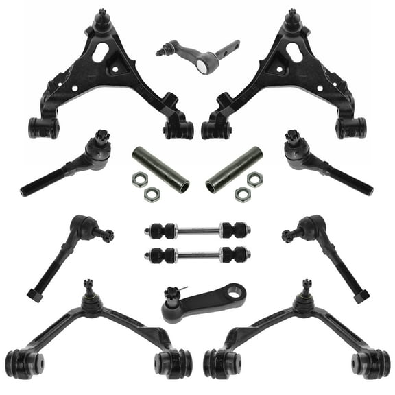 TRQ 14pc Steering Suspension Kit Control Arms Tie Rods Idler & Pitman Arms PSA30989