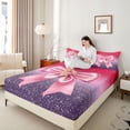 thumbnail image 3 of Erosebridal Girls Princess Ribbon Bow Queen Sheet Sets 4 Pieces,Teens Gradient Bling Glitter Print Bed Set,Breathable Home Decor, 3 of 5