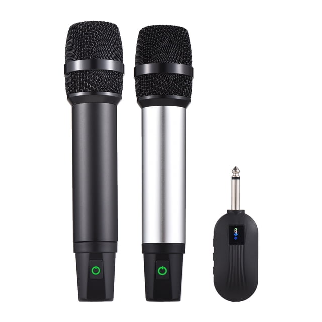 Riwcyla Professional UHF Wireless Microphone System with Handheld Cordless Microphone & Receiver Rechargeable Mic 16 Channels for Video Live Broadcast Interview Singing Party
