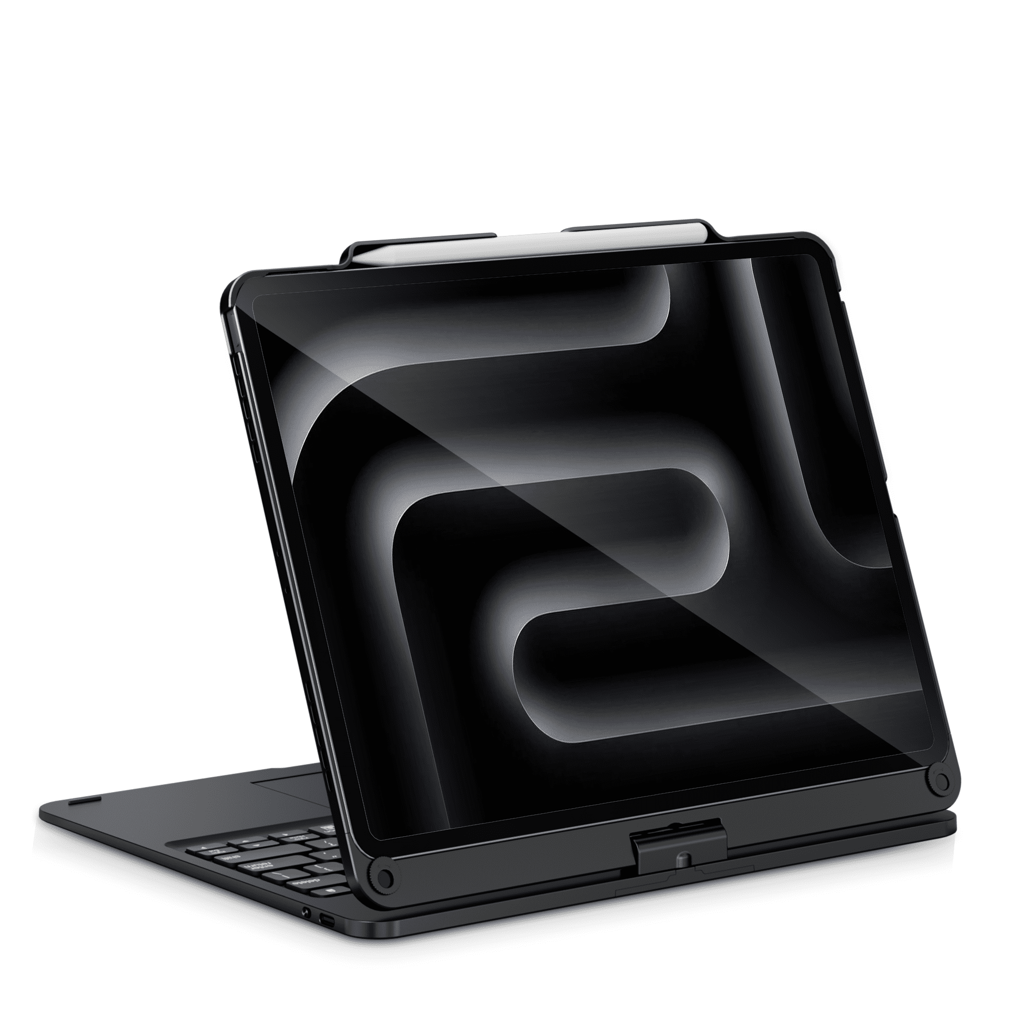 Pekarejue Wireless Keyboard Case for iPad Air 13 inch M4 M3 M2 & iPro 12.9-inch 6th 5th 4th 3rd Generation: Smart Trackpad RGB Backlit, 360 Degree Rotating Protective Cover and Pencil Holder Black