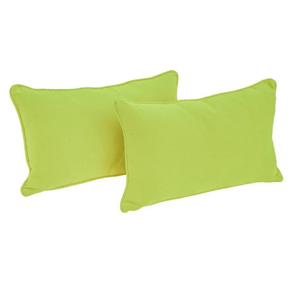 20-inch by 12-inch Double-corded Solid Twill Back Support Pillows with Inserts (Set of 2), Mojito Lime