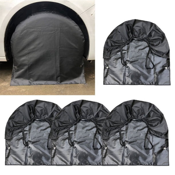 Paquete de 4 cubiertas impermeables para neumáticos de repuesto, remolque, caravana, coche, protección anticorrosión para neumáticos, color negro S
