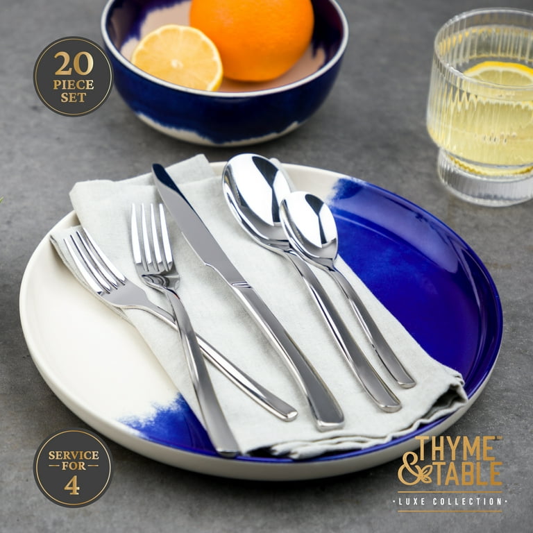Thyme & Table 20-Piece Royal Stainless Steel Flatware Set, Stainless
