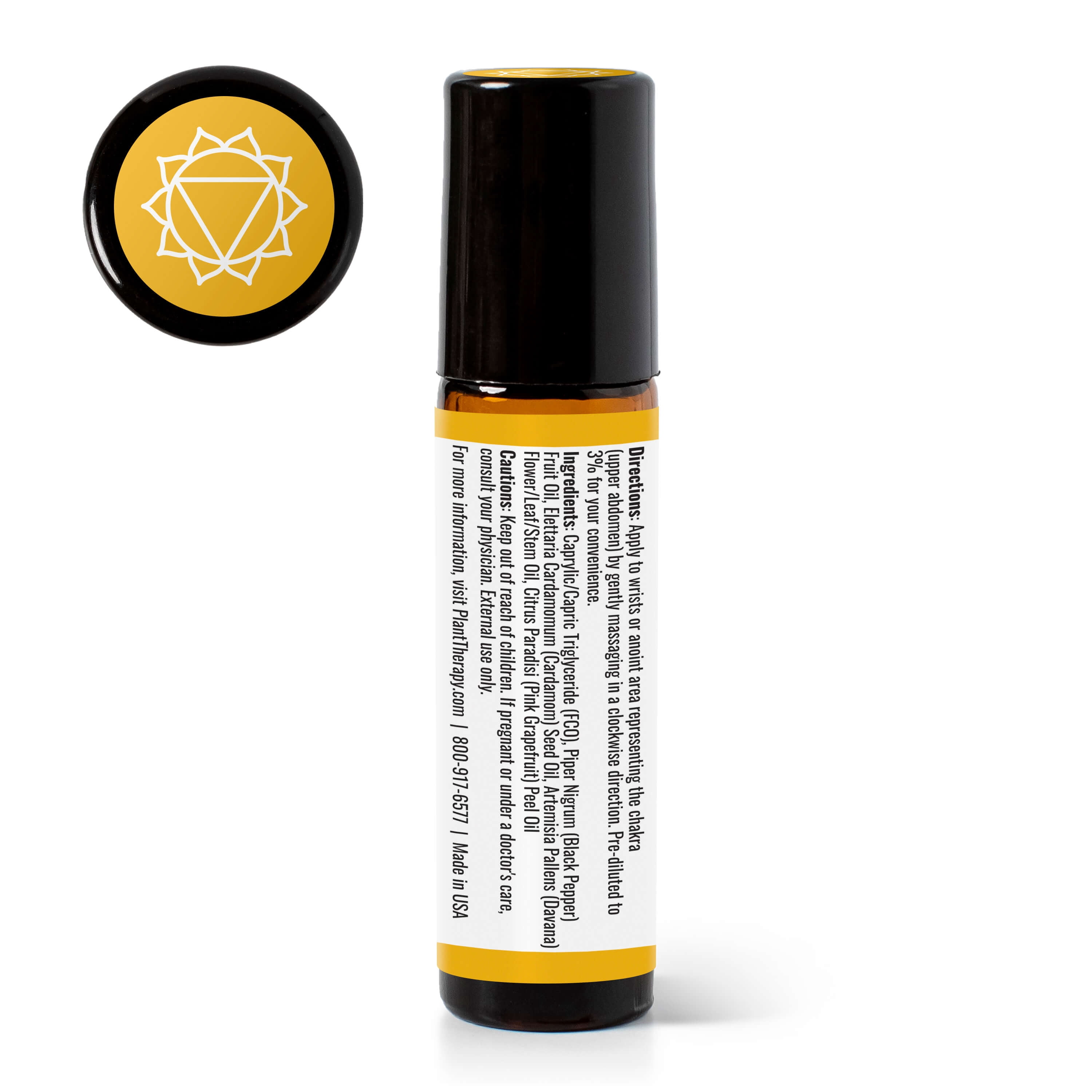 plant therapy chakra 3 self manifestation synergy (solar plexus) pre-diluted roll-on 10 ml (1/3 oz) 100% pure, therapeutic grade