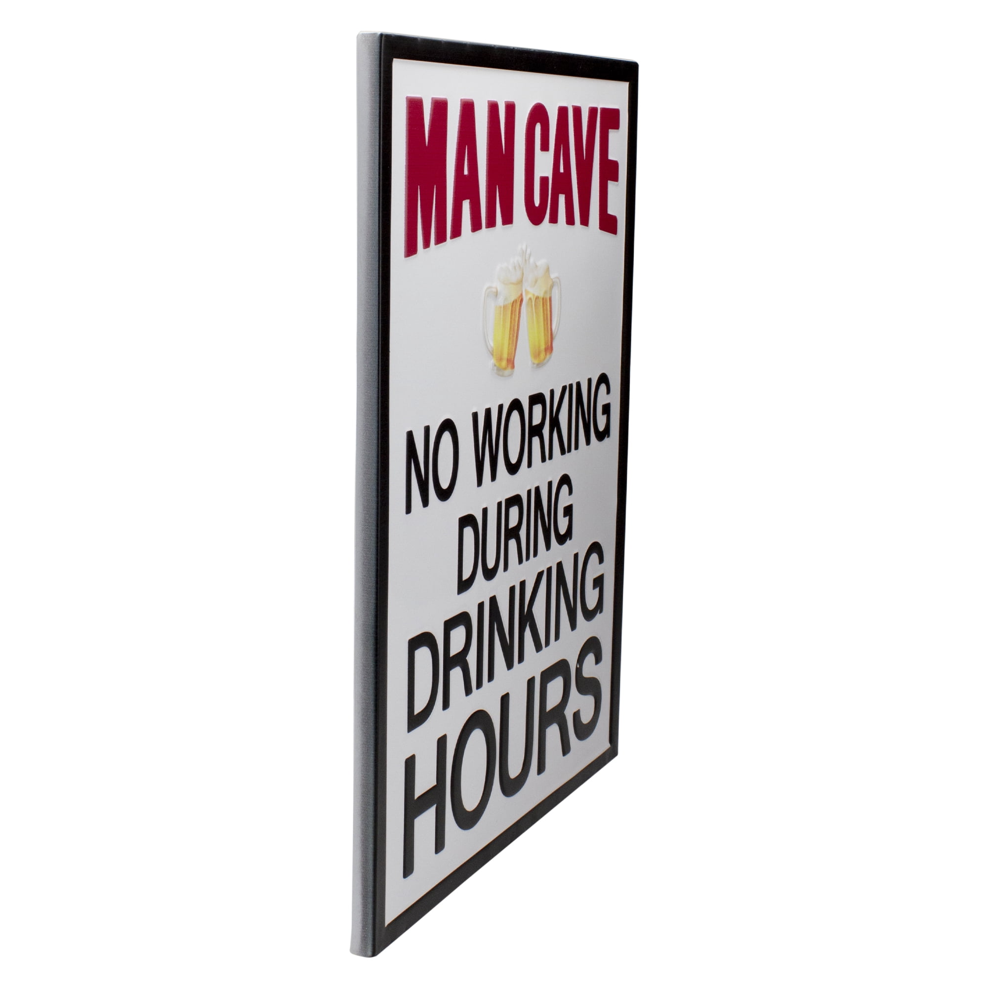 18.5" White and Black Framed "Man Cave" Metal Sign Wall Decor