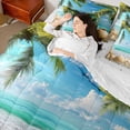 thumbnail image 5 of Manfei Beach Seashell Starfish Palm Tree Twin Bedding Sets for Kids Boys and Girls, Marine Life Print Bedding Comforter Set, Reversible 7-Piece, 5 of 6