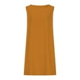 thumbnail image 4 of ITSAME Women's Mini Dress, Sleeveless Cotton Linen Crew Neck Summer Casual Loose Dresses Brown XL, 4 of 6