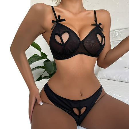 

Floleo Lingerie for Women Deals Fashion Women Sexy Lingerie Corset Lace Floral Bralette Bra Two Piece Underwear Tops+Briefs Suit Valentines Day Gifts