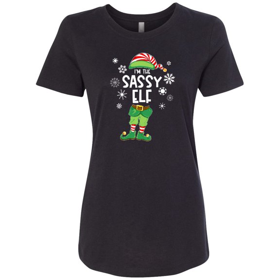 Inktastic Funny Christmas I'm the Sassy Elf with Shoes and Hat Women's T-Shirt