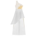 thumbnail image 3 of iiniim 2 PCS Worship Praise Dance Outfit for Women Color Block Irregular Hem Dress with Wide-Leg White M, 3 of 7